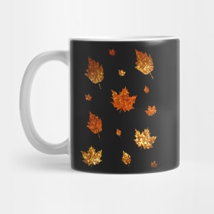 Golden Orange Ombre Faux Glitter Autumn Fall Leaves Mug